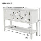 Multi-Color Retro Console Table with Drawers & Cabinets