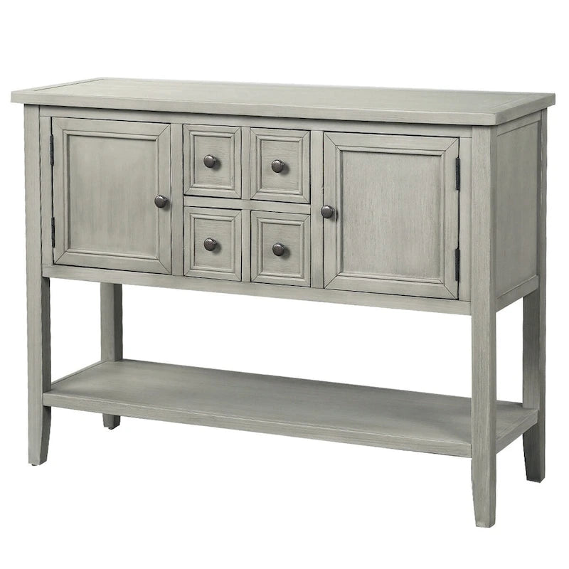 Multi-Color Retro Console Table with Drawers & Cabinets