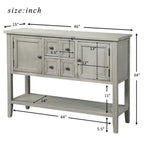 Multi-Color Retro Console Table with Drawers & Cabinets