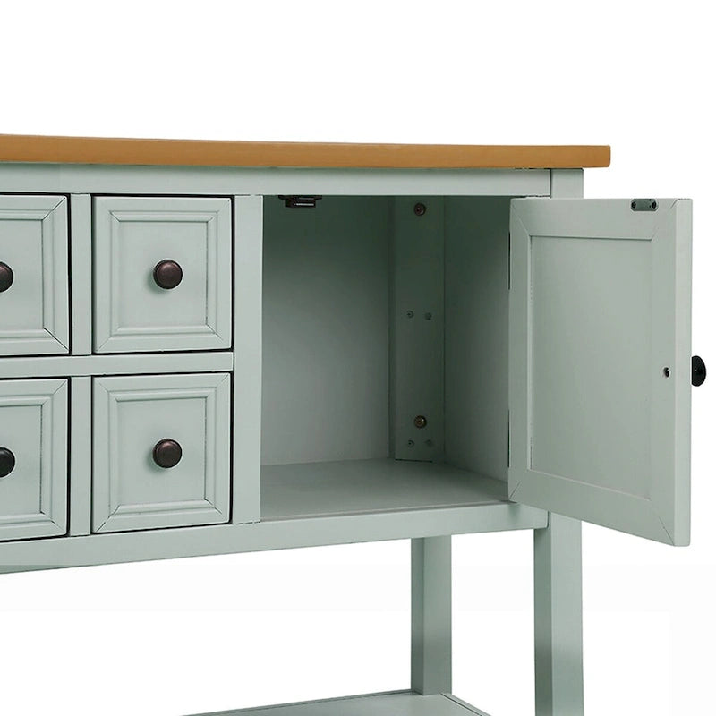 Multi-Color Retro Console Table with Drawers & Cabinets