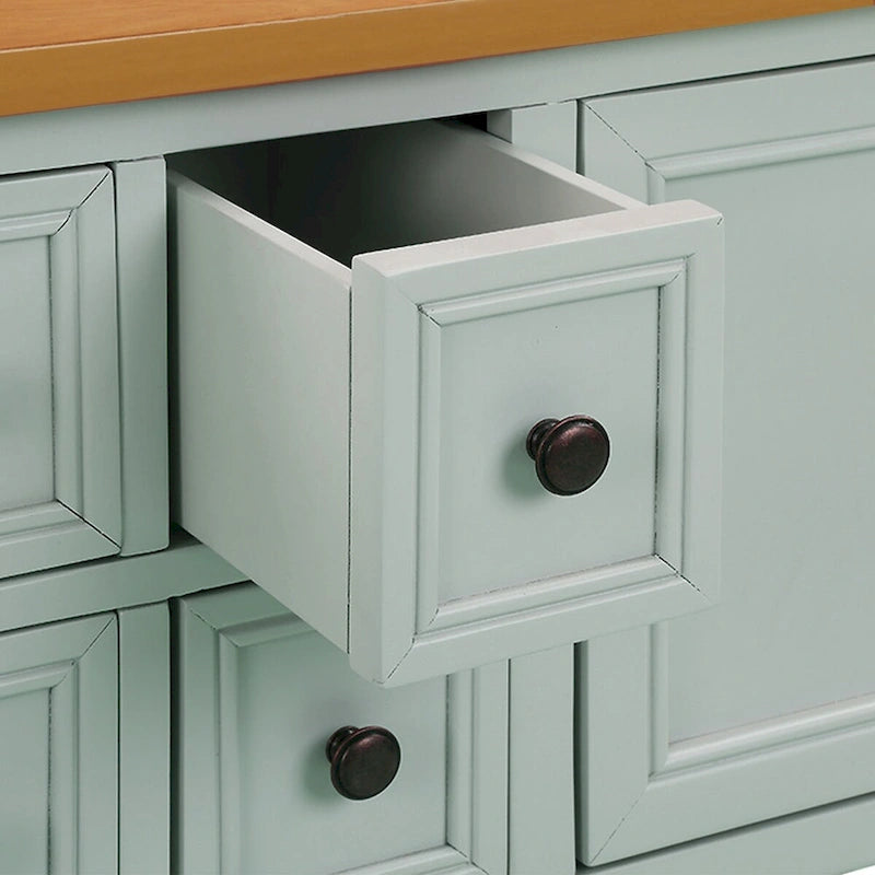 Multi-Color Retro Console Table with Drawers & Cabinets