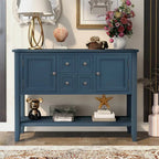 Multi-Color Retro Console Table with Drawers & Cabinets