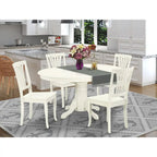  Dining Room Furniture Set- an Oval Kitchen Table and Wooden Seat Dining Chairs, Linen White(Pieces Option)
