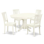 Dining Room Furniture Set- an Oval Kitchen Table and Wooden Seat Dining Chairs, Linen White(Pieces Option)