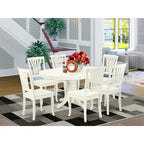 Dining Room Furniture Set- an Oval Kitchen Table and Wooden Seat Dining Chairs, Linen White(Pieces Option)