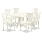 Dining Room Furniture Set- an Oval Kitchen Table and Wooden Seat Dining Chairs, Linen White(Pieces Option)