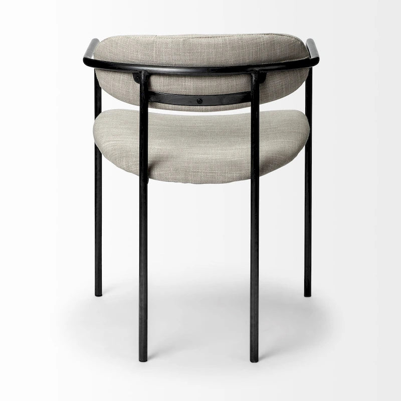 Parker Beige Fabric Seat With Gun Metal Gray Metal Frame Dining Chair - 21.5L x 21.1W x 28.7H