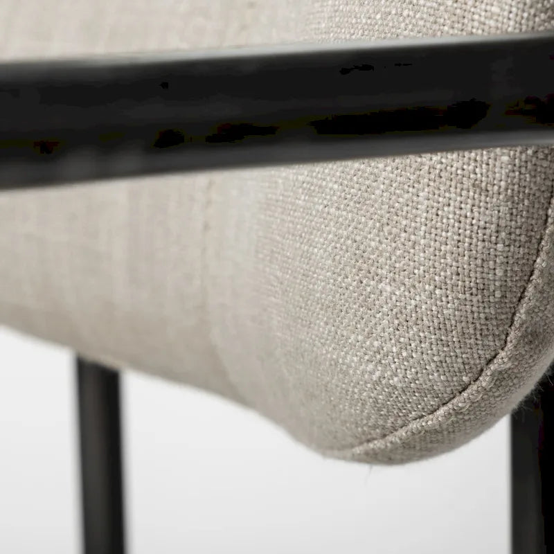 Parker Beige Fabric Seat With Gun Metal Gray Metal Frame Dining Chair - 21.5L x 21.1W x 28.7H