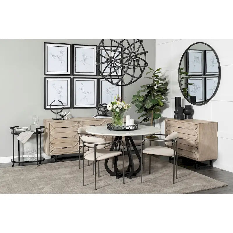 Parker Beige Fabric Seat With Gun Metal Gray Metal Frame Dining Chair - 21.5L x 21.1W x 28.7H