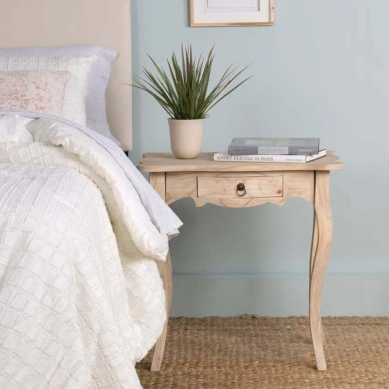 Unfinished Mindi Wood Side Table With Drawer by  - 26 x 18 x 26