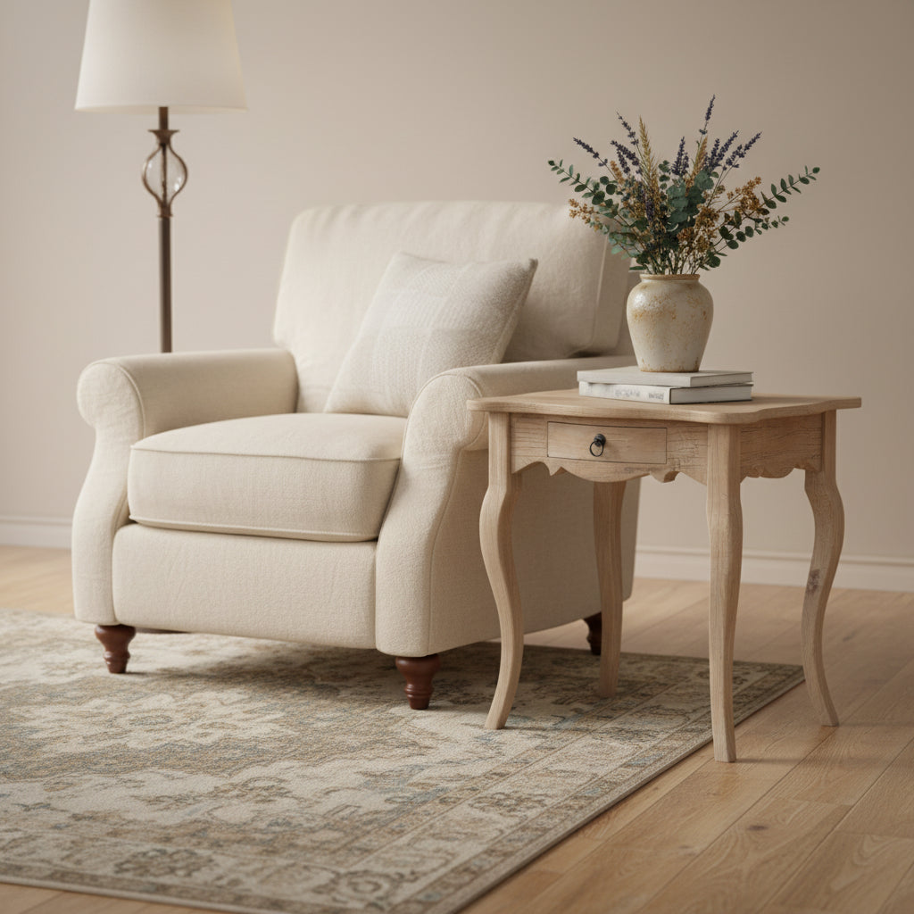 Unfinished Mindi Wood Side Table With Drawer by  - 26 x 18 x 26