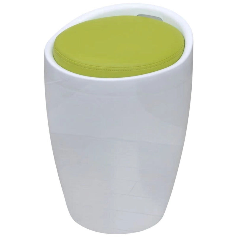  Stool White and Green Faux Leather
