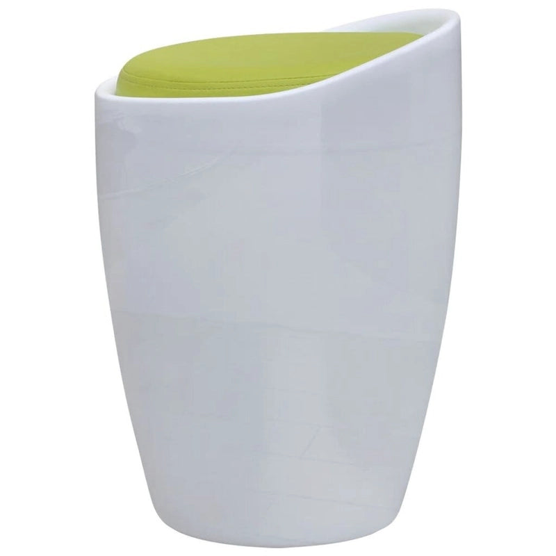 Stool White and Green Faux Leather