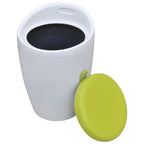 Stool White and Green Faux Leather