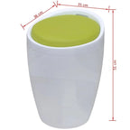 Stool White and Green Faux Leather