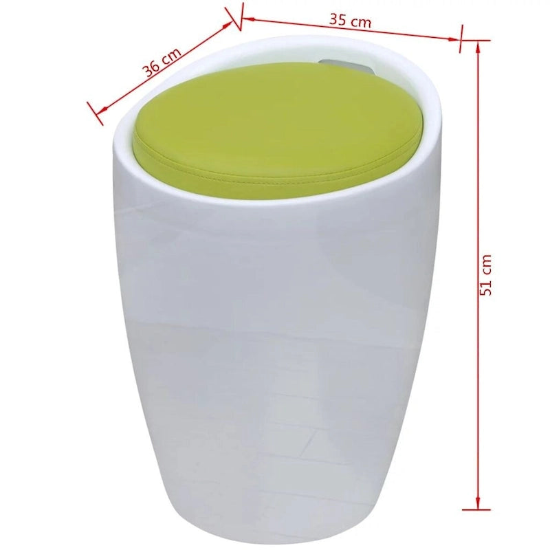 Stool White and Green Faux Leather