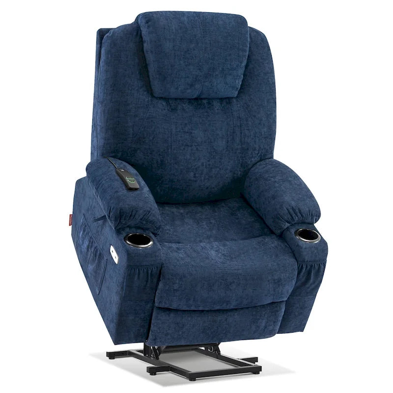 Large Power Lift Recliner Chair with Massage, Cup Holders, Extended Footrest, Fabric 7516