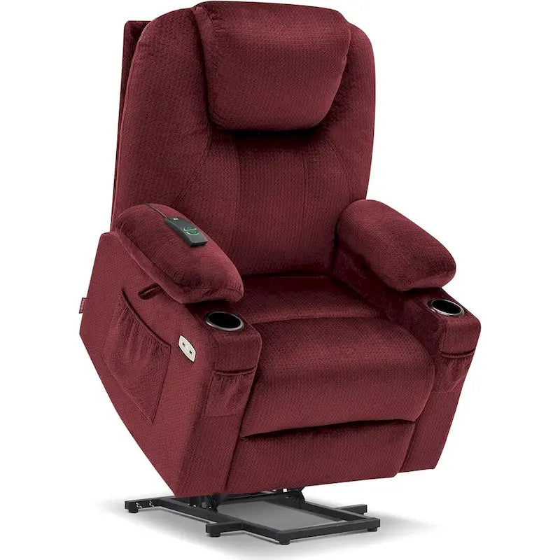Large Power Lift Recliner Chair with Massage, Cup Holders, Extended Footrest, Fabric 7516
