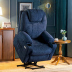Large Power Lift Recliner Chair with Massage, Cup Holders, Extended Footrest, Fabric 7516