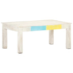 Coffee Table White 43.3x23.6x17.7 Solid Mango Wood