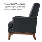 Lourdes Genuine Leather Armchair with Solid Wood Frame and Removable Seat Cushion,Set of 2 by HULALA HOME