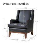 Lourdes Genuine Leather Armchair with Solid Wood Frame and Removable Seat Cushion,Set of 2 by HULALA HOME