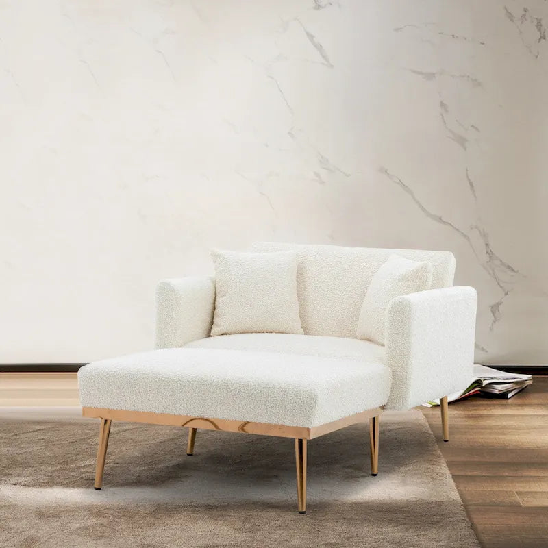 Chaise lounge chair/accent chair,Curved edges, padded with thick foam and upholstered with high-quality fabric