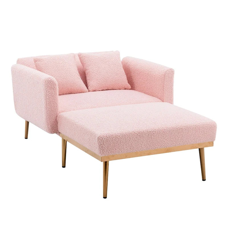 Chaise lounge chair/accent chair,Curved edges, padded with thick foam and upholstered with high-quality fabric