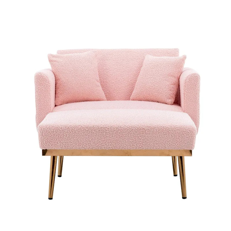 Chaise lounge chair/accent chair,Curved edges, padded with thick foam and upholstered with high-quality fabric