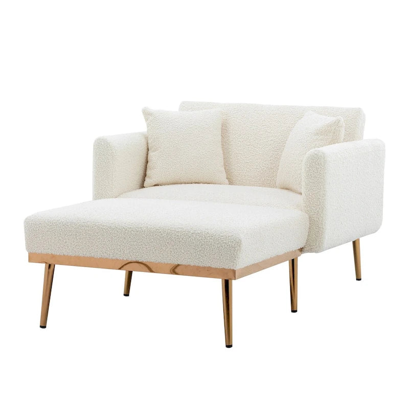 Chaise lounge chair/accent chair,Curved edges, padded with thick foam and upholstered with high-quality fabric