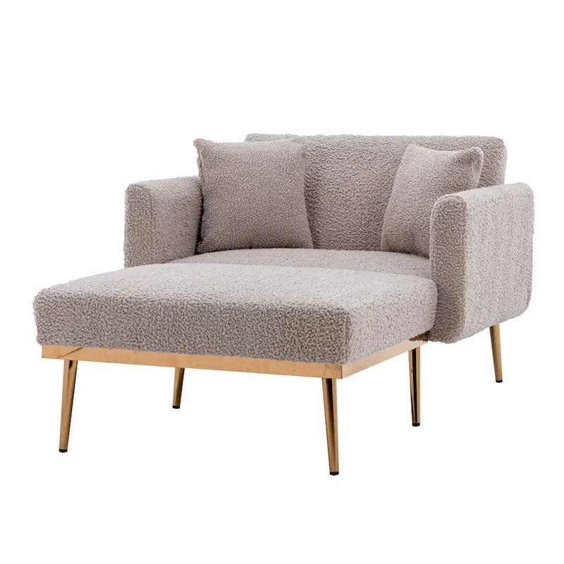Chaise lounge chair/accent chair,Curved edges, padded with thick foam and upholstered with high-quality fabric