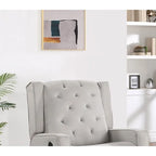 Contemporary Polyfiber Swivel Recliner Chair 1pc Manual Motion Wing Back Tufted Cushion Living Room Furniture Glider Chair
