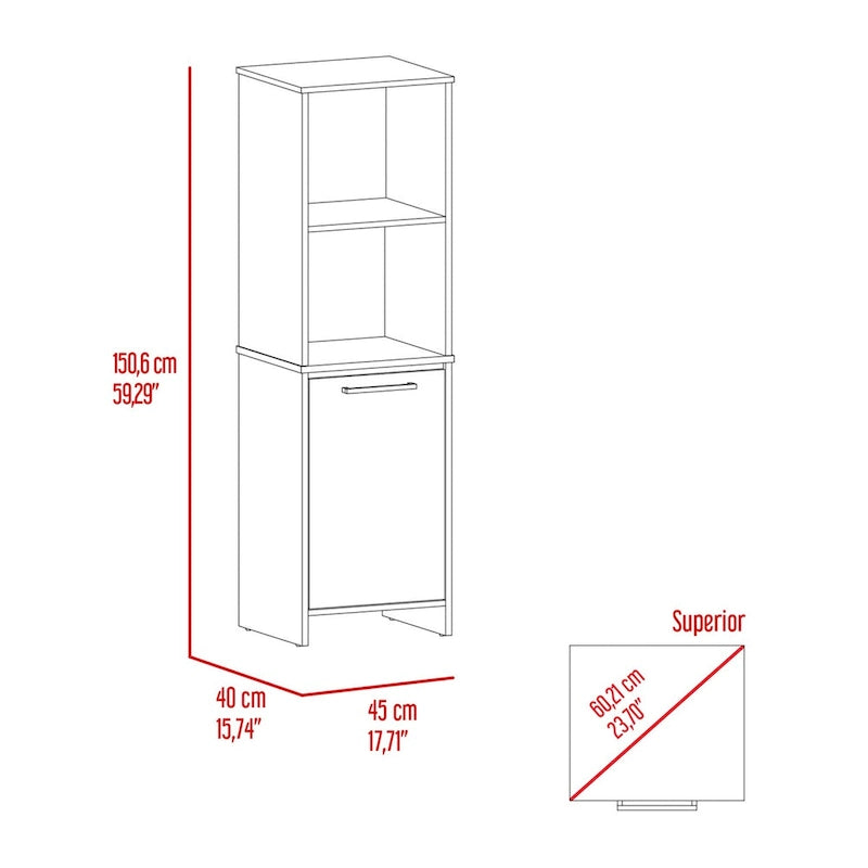 Kitchen Pantry Feery, Single Door Cabinet, Interior and External Shelves, White Finish