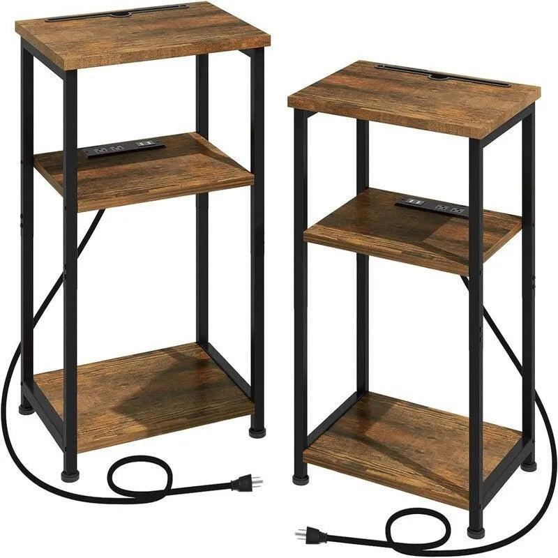 Narrow Side Table with Charging Station - 15.35D x 11.8W x 22.8H