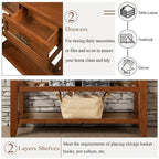 Console Sofa Table with 2 Storage Drawers and 2 Tiers Shelves, 42 Wood Buffet Sideboard for Room Kitchen Entryway Hallway