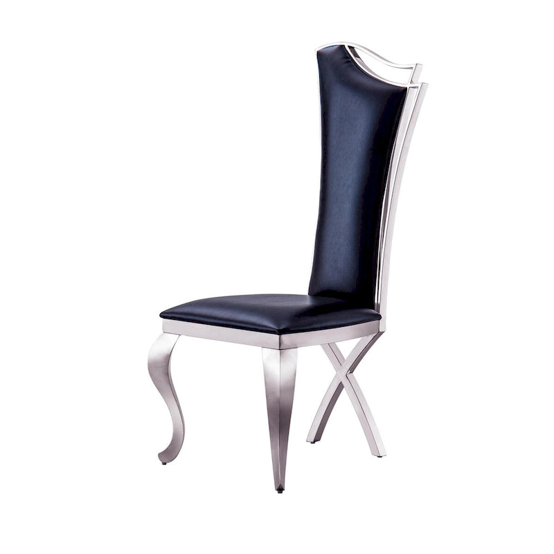 Velvet Unique Design Backrest Dining Chair with Stainless Steel Legs Set of 2