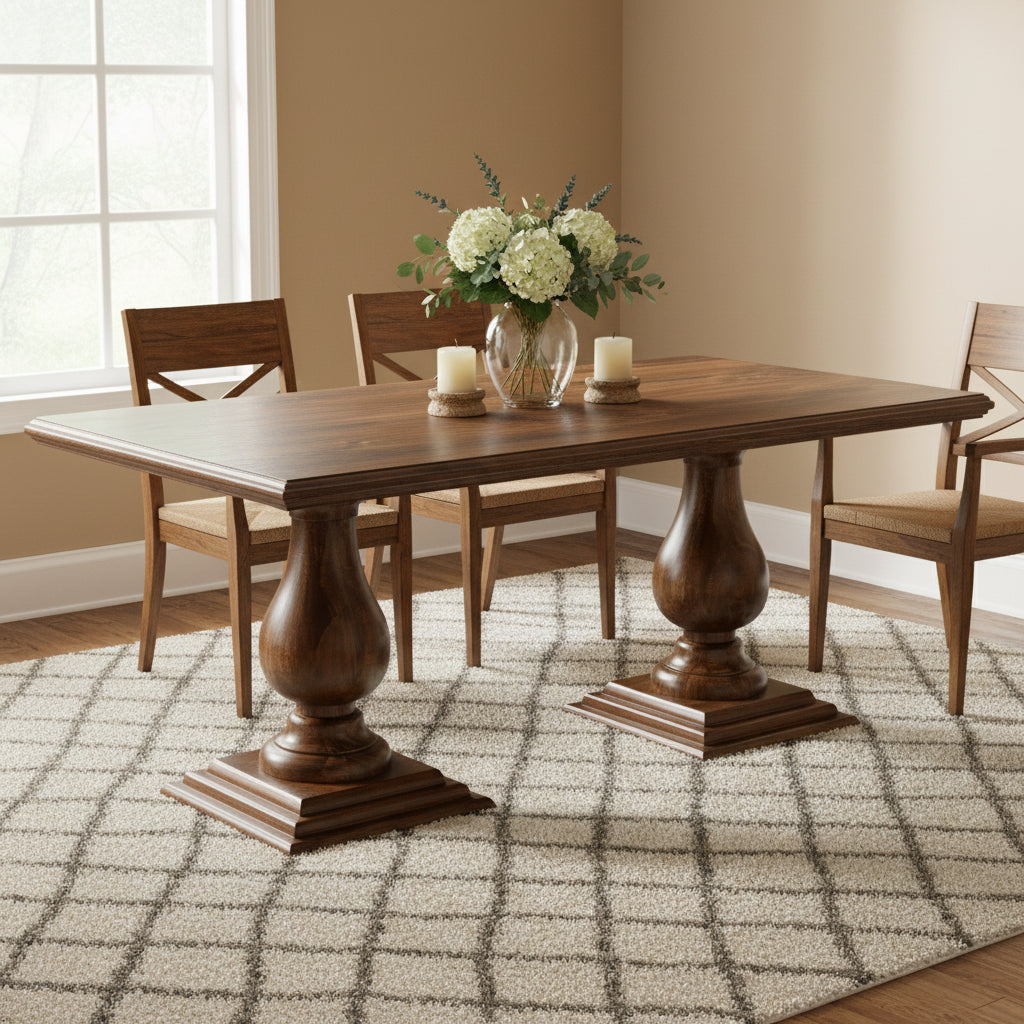Willow Solid Wood Double Pedestal Dining Table